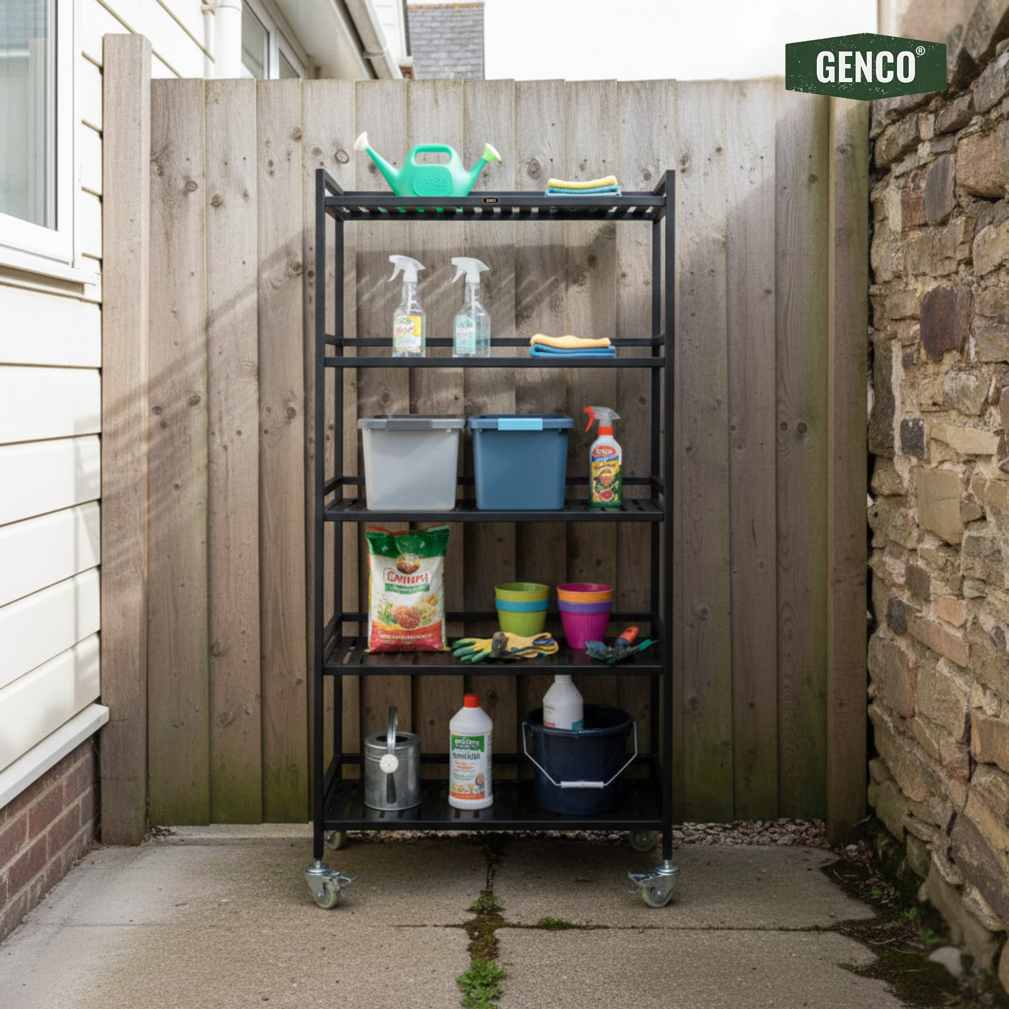 Ridge | 5-Tier Wide Iron Rack with Wheels & Brakes