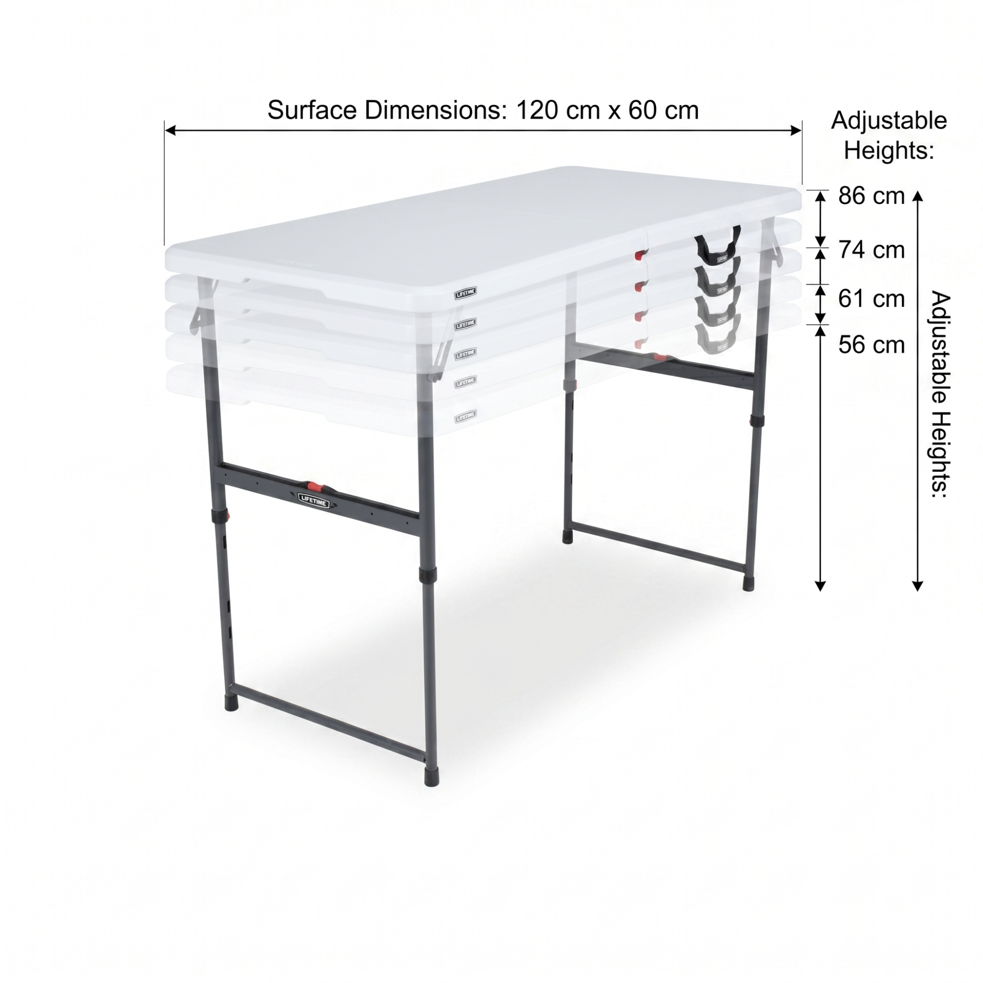 120x60 Fast-Lock Height-Adjustable Folding Table