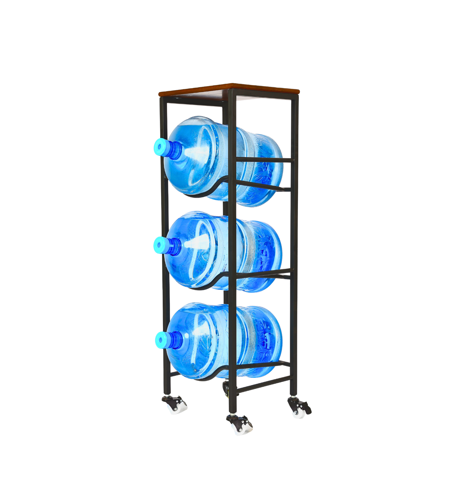 WaterRack Premium | 3-Tier with Natural Wood Shelf, Wheels & Brakes