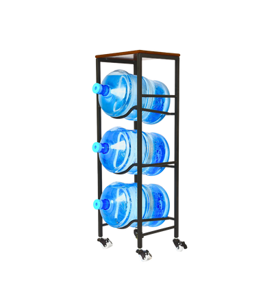 WaterRack Premium | 3-Tier with Natural Wood Shelf, Wheels & Brakes