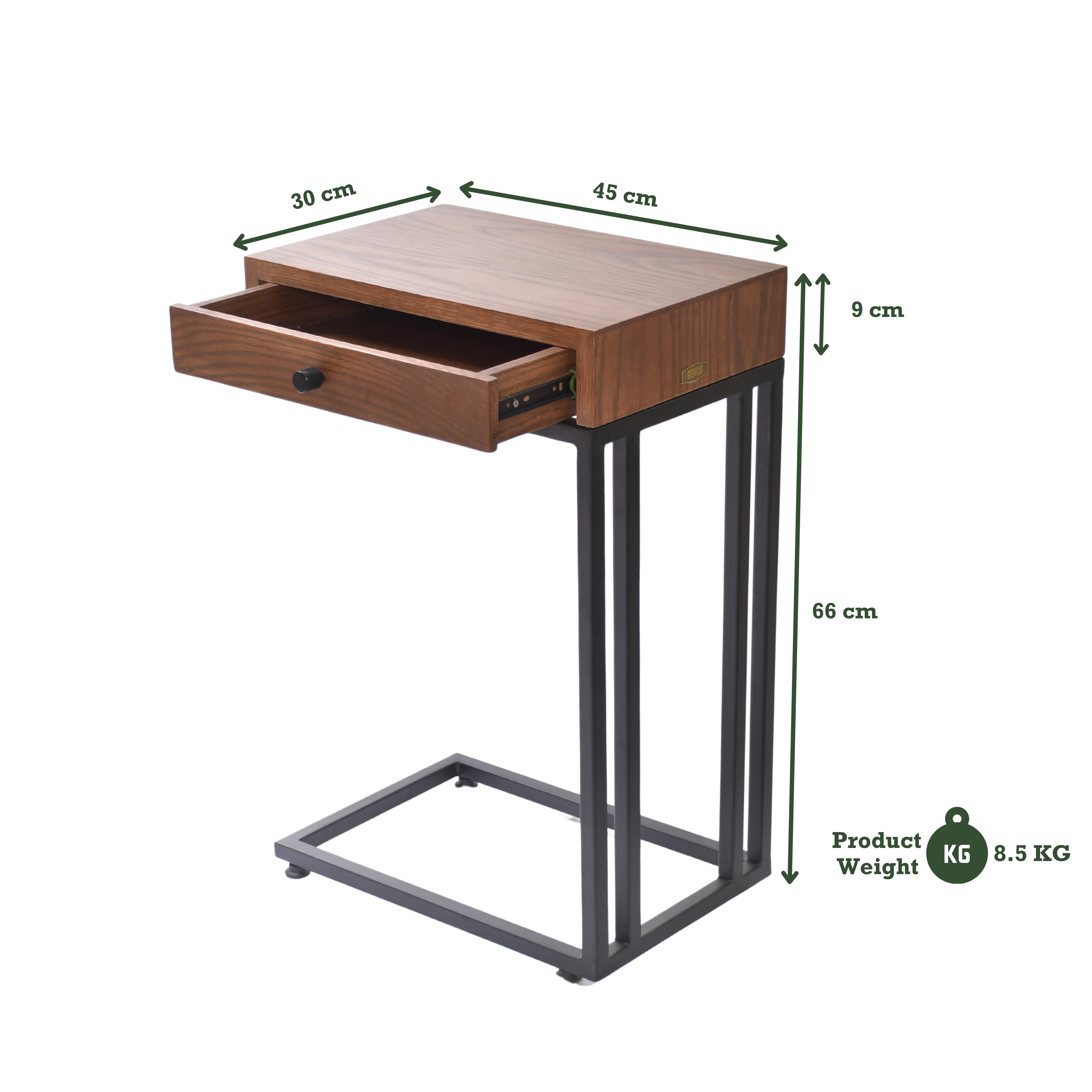 OakSteel Mini Drawer C-Table