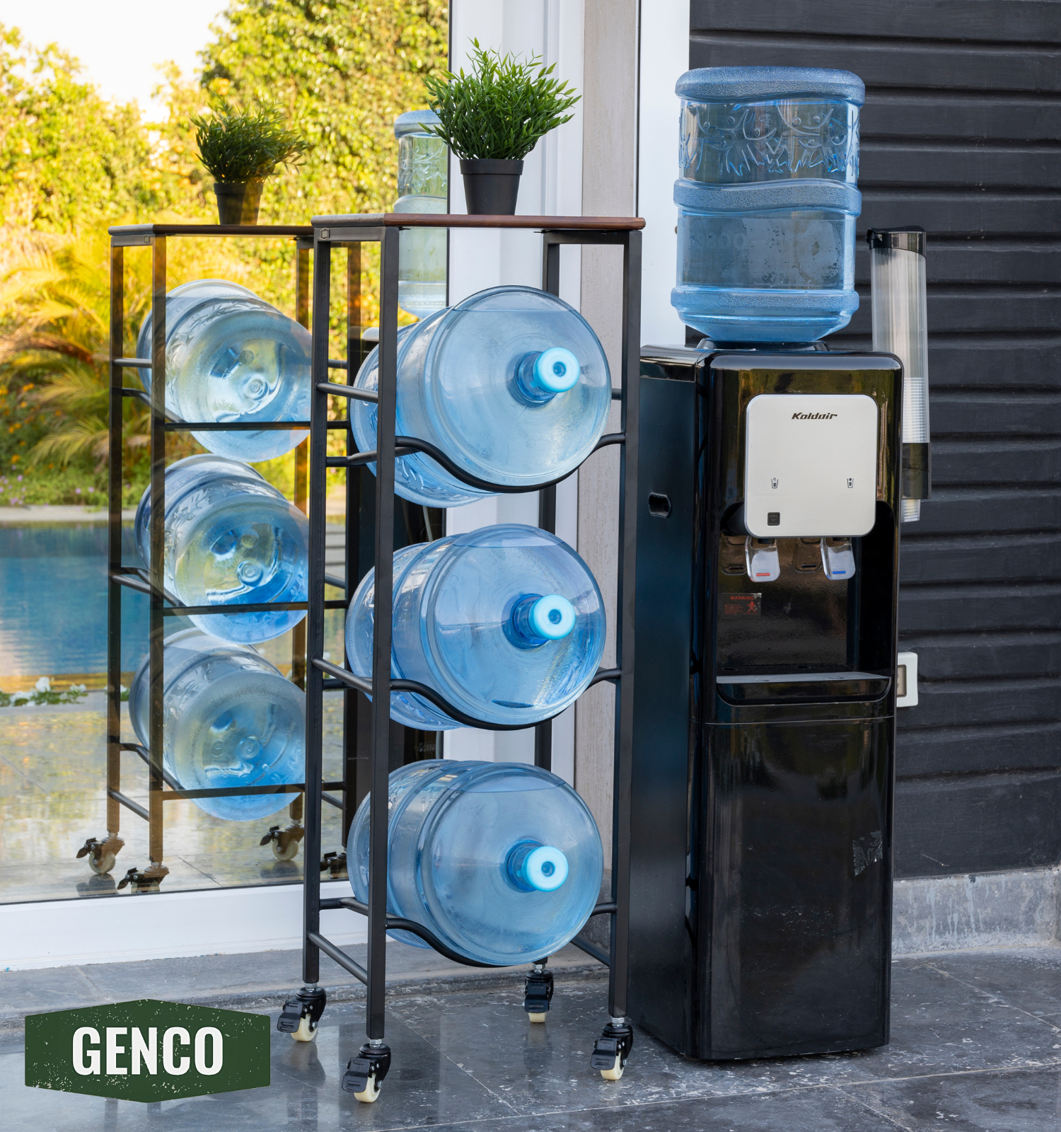 WaterRack Premium | 3-Tier with Natural Wood Shelf, Wheels & Brakes