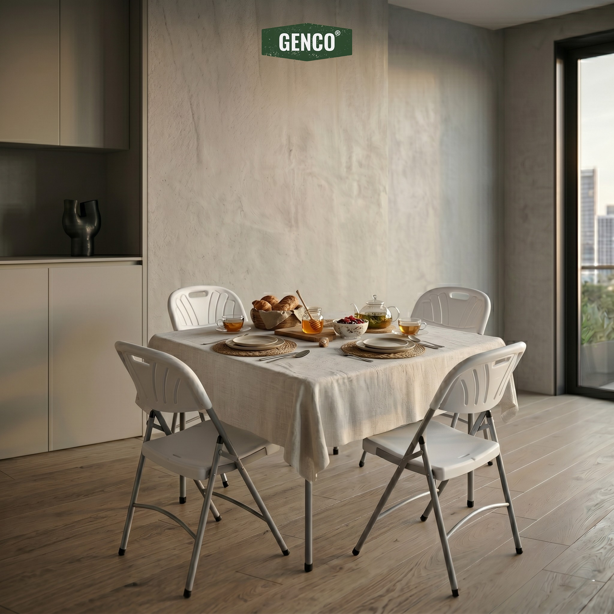 87x87cm Square Heavy-Duty Portable Folding Table