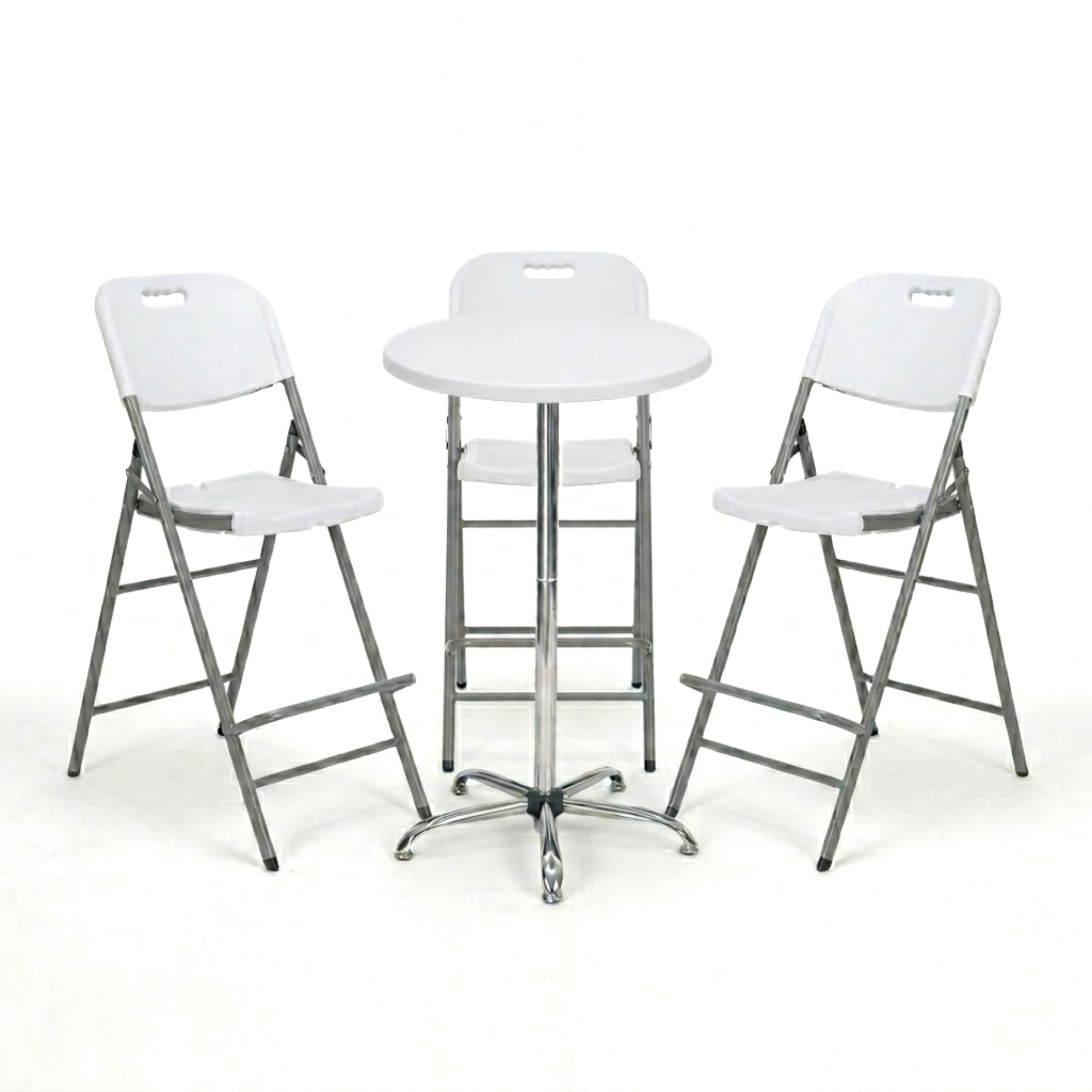 70cm Round Heavy-Duty Folding Bar Set | Table + 2 Bar Chairs