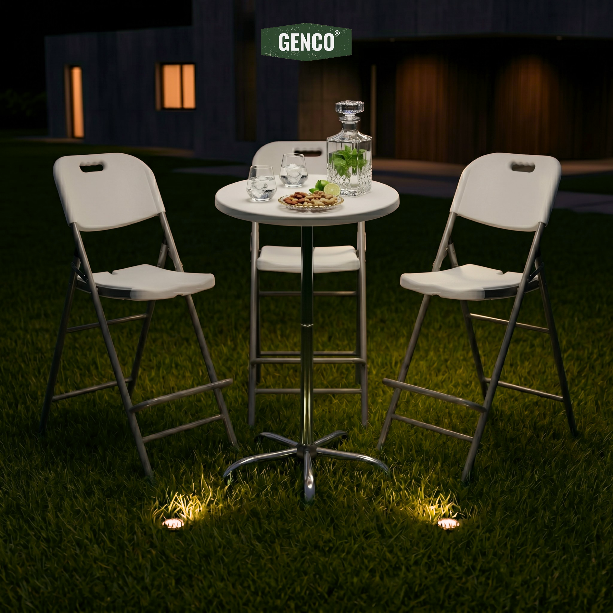 70cm Round Heavy-Duty Folding Bar Set | Table + 2 Bar Chairs