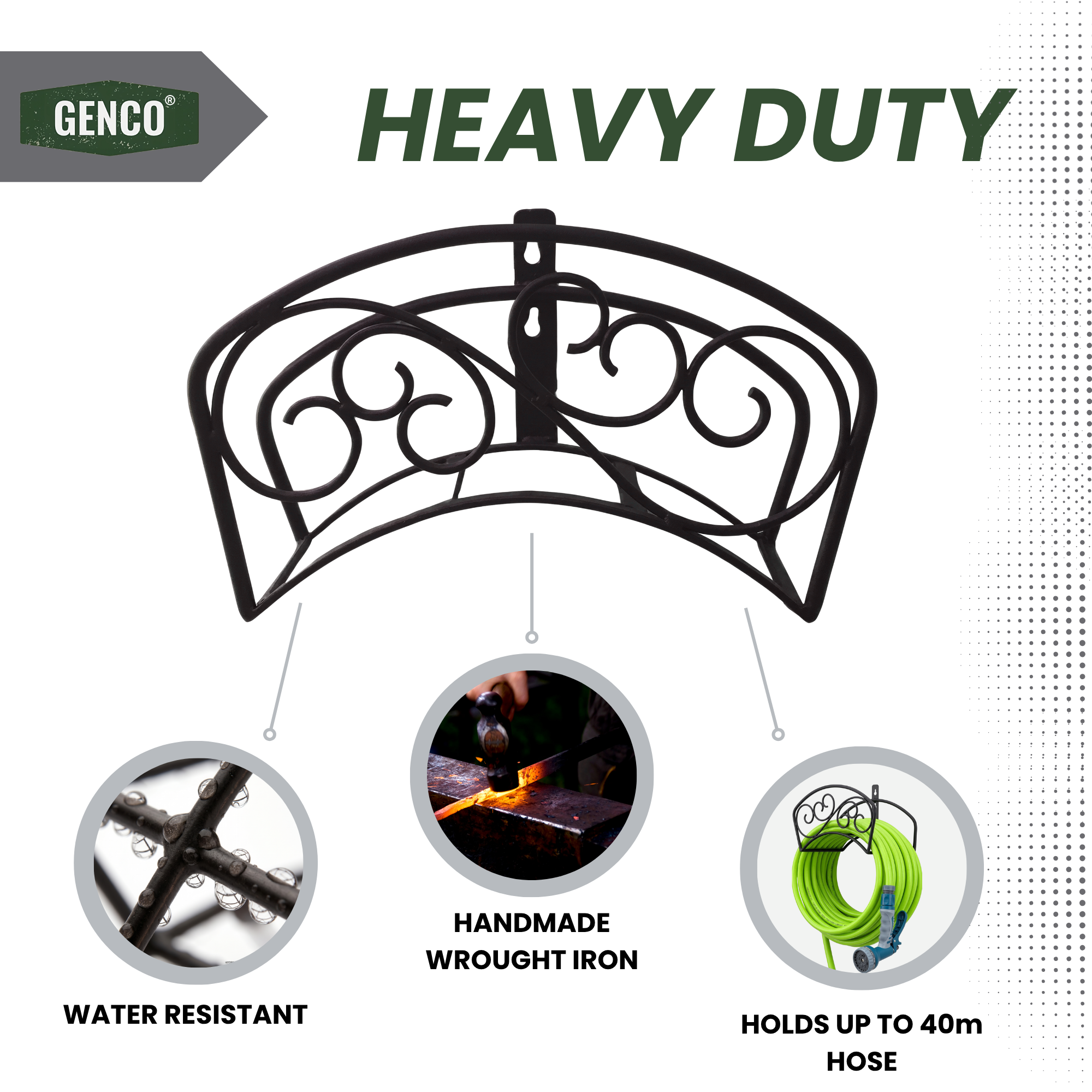 Full Set | Classic Hose Holder + 20m Heavy Duty PVC Hose + 9 Mode Sprayer + Connectors