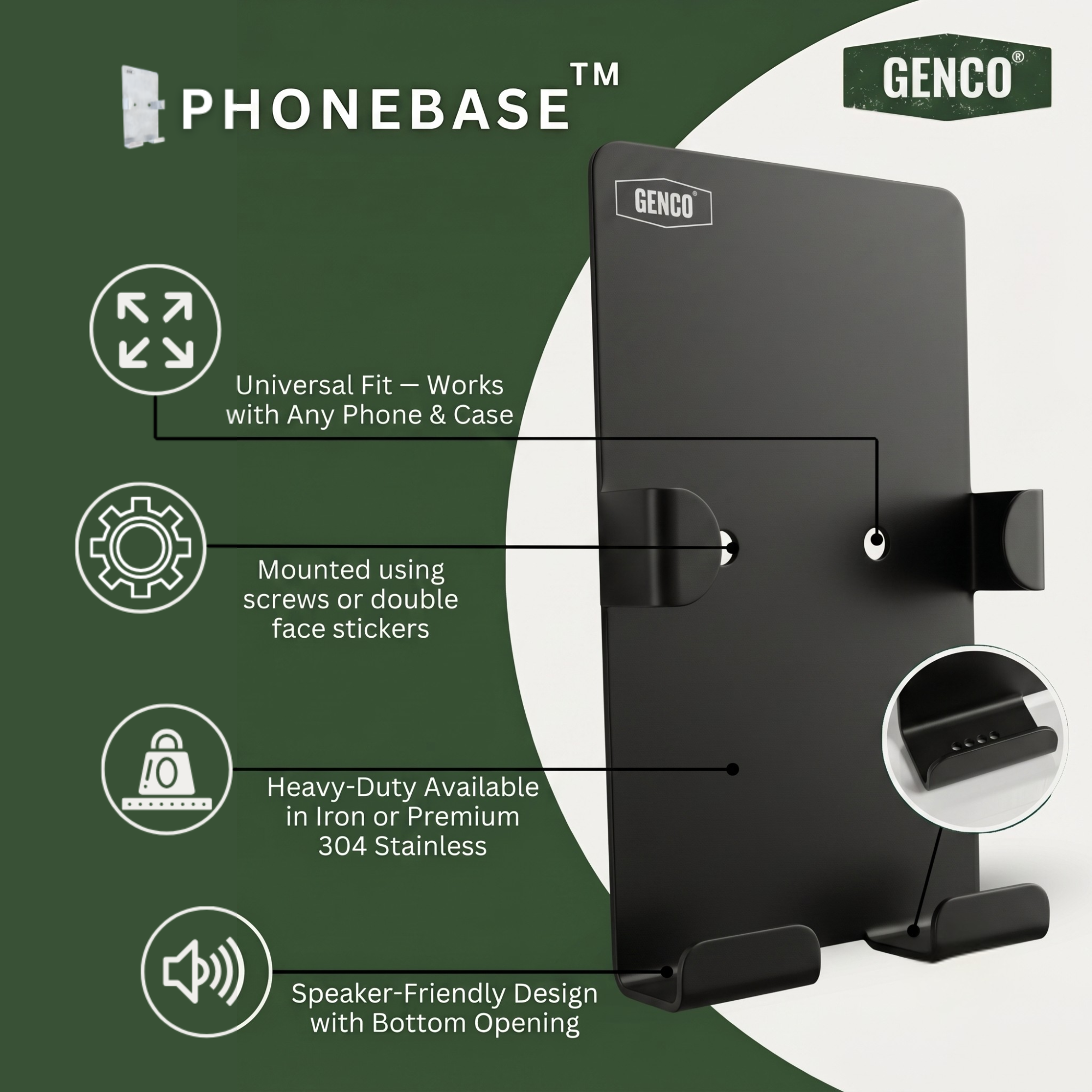 Matte Black Iron PhoneBase™