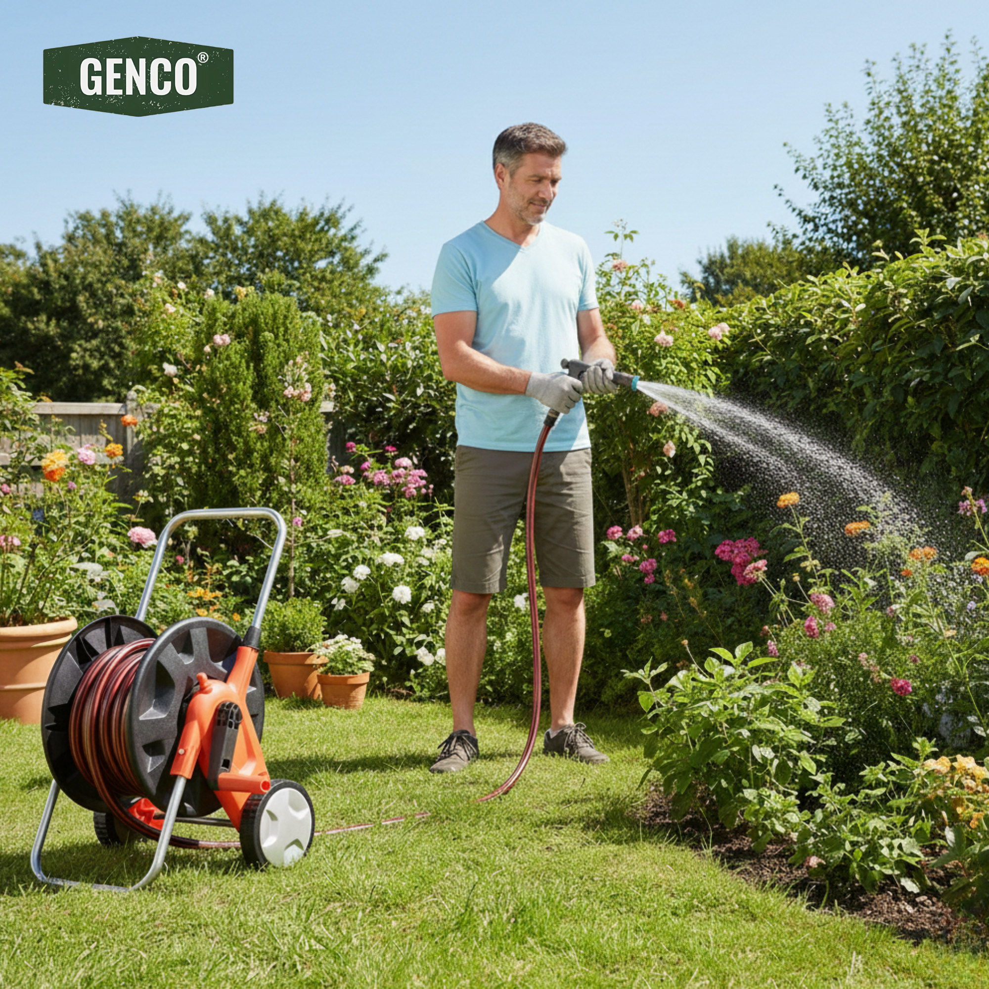 Wheeled Manual Hose Cart - 50m (Without Hose)