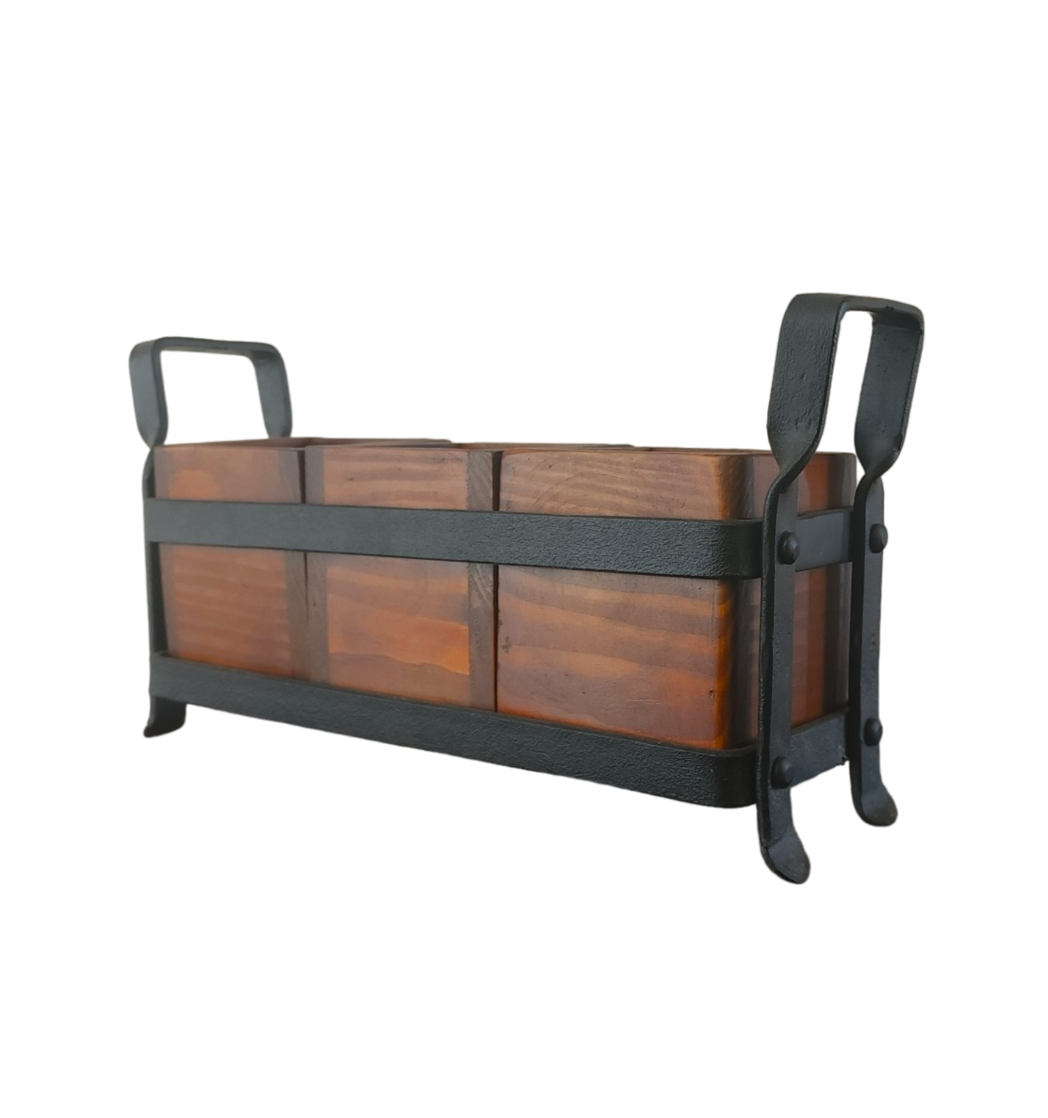 Handmade Wood & Iron Cutlery Holder