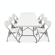 180x70cm Heavy-Duty Folding Dining Set | Table + 6 Chairs