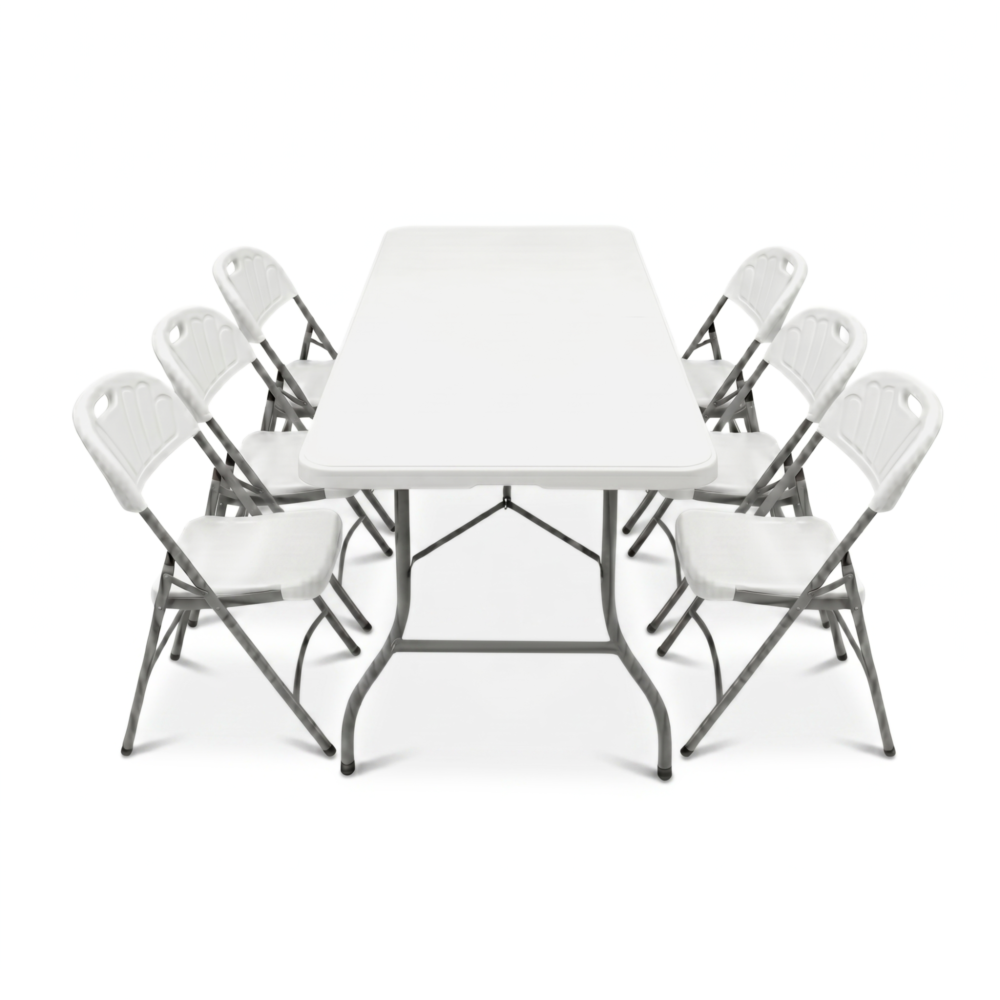 180x70cm Heavy-Duty Folding Dining Set | Table + 6 Chairs