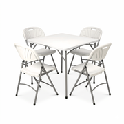 87x87cm Square Heavy-Duty Folding Dining Set | Table + 4 Chairs