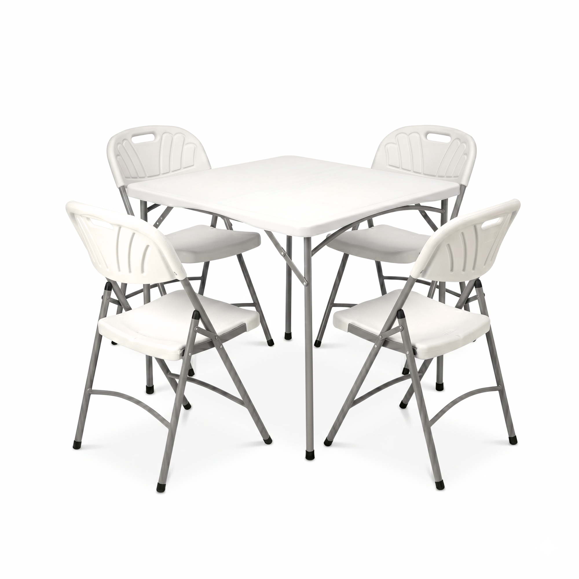 87x87cm Square Heavy-Duty Folding Dining Set | Table + 4 Chairs