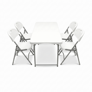120x60cm Heavy-Duty Folding Dining Set | Table + 4 Chairs