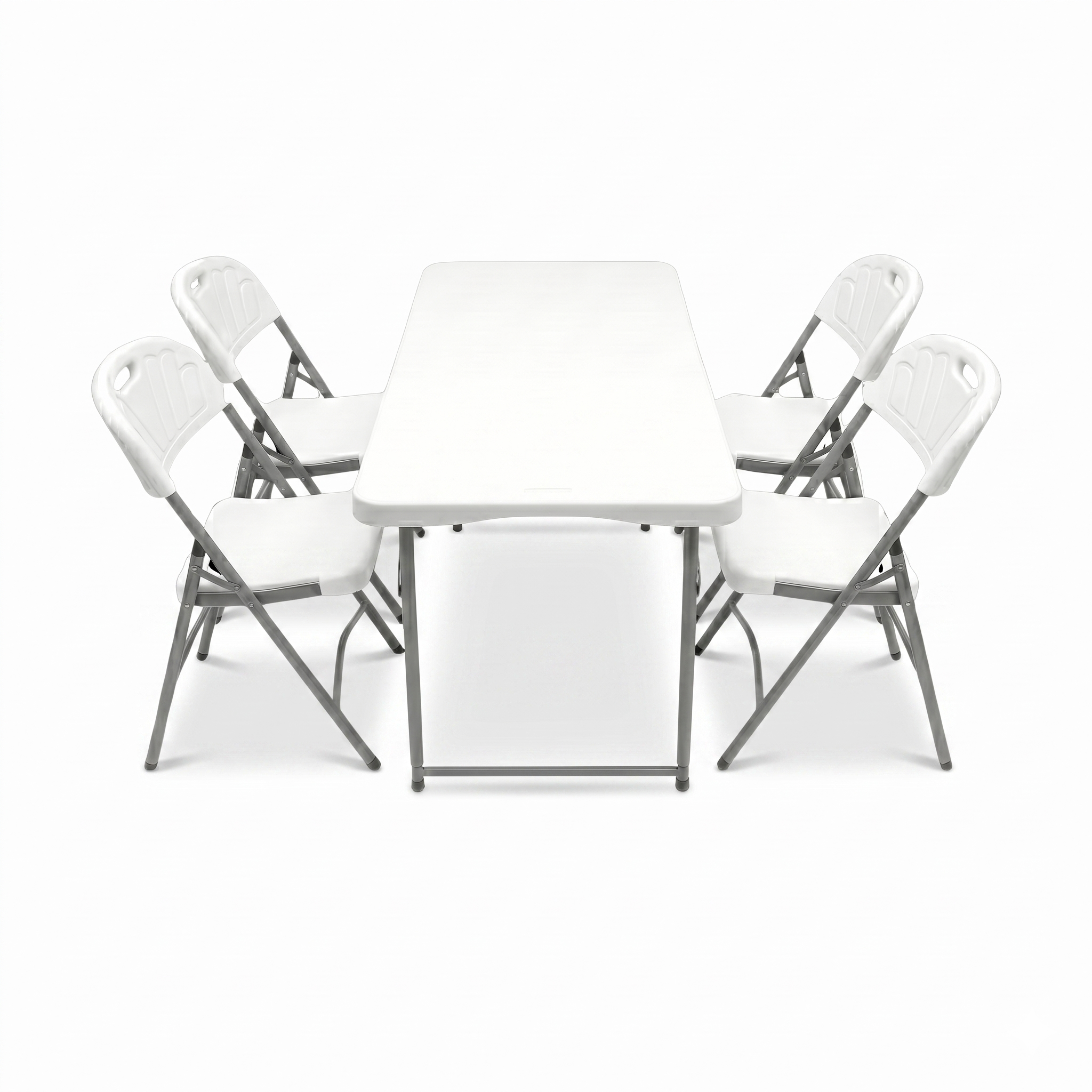 120x60cm Heavy-Duty Folding Dining Set | Table + 4 Chairs