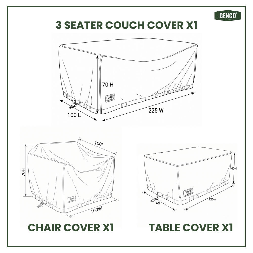 4-Piece Heavy-Duty Waterproof Outdoor Set (with 3-Seater Sofa)