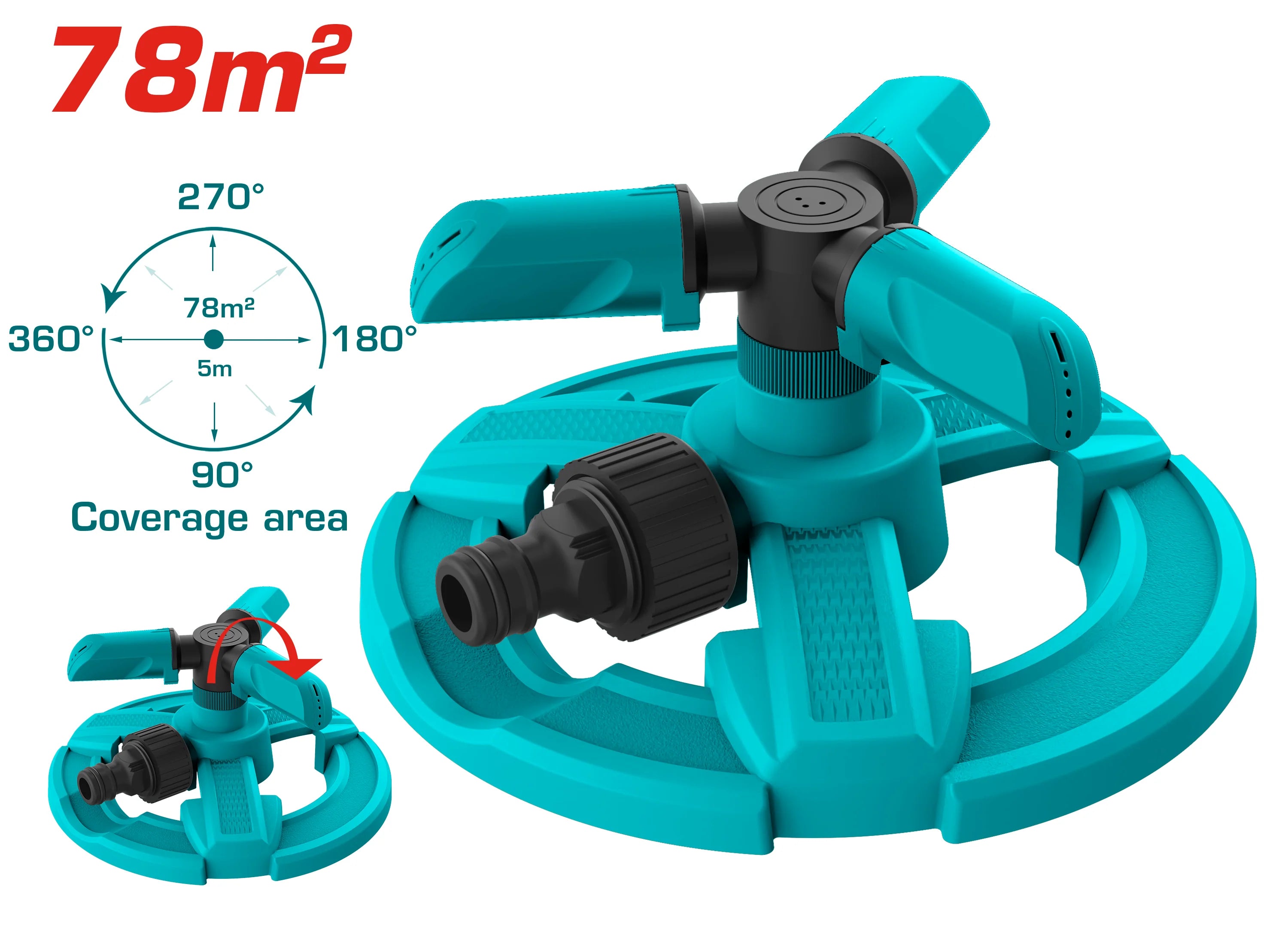 360 Garden Sprinkler with Hose Connector