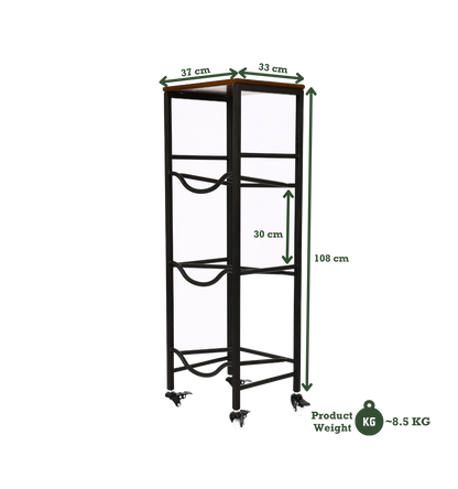 3-Tier WaterRack™ Premium with Natural Wood Shelf, Wheels & Brakes