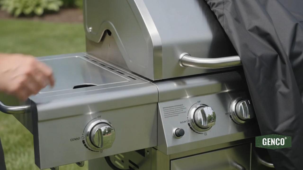 Load video: Heavy-Duty Dual-Layer Grill Cover - Weather Resistant Black (148W X 60D X 105H)