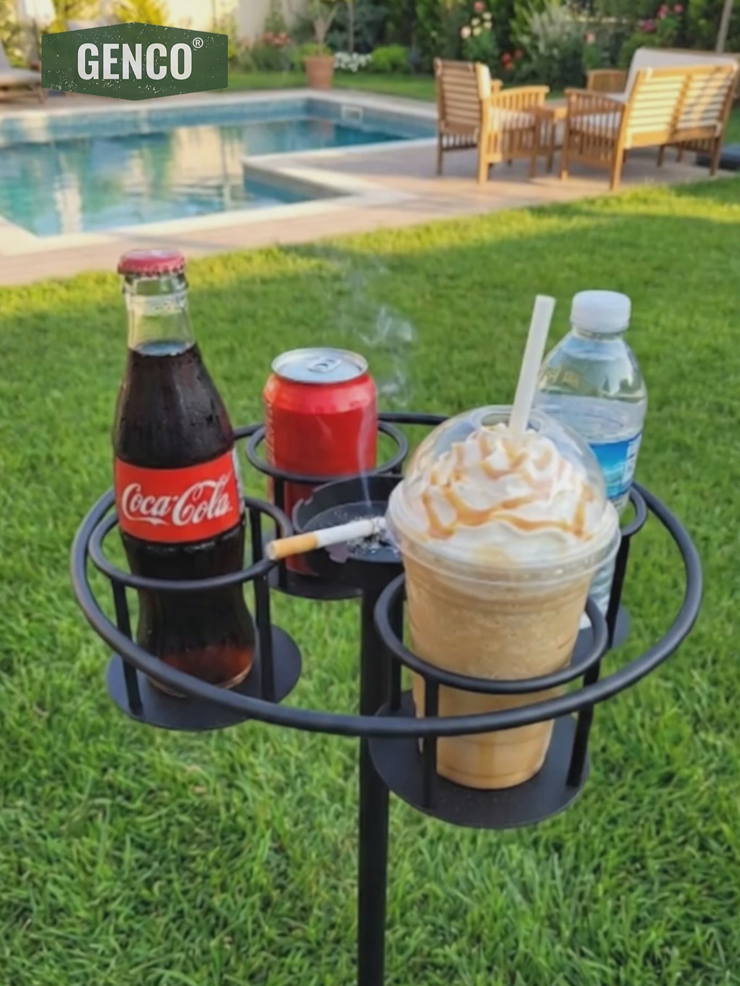 Load video: Bottle Holder &amp; Multi-Tray Lounge Companion