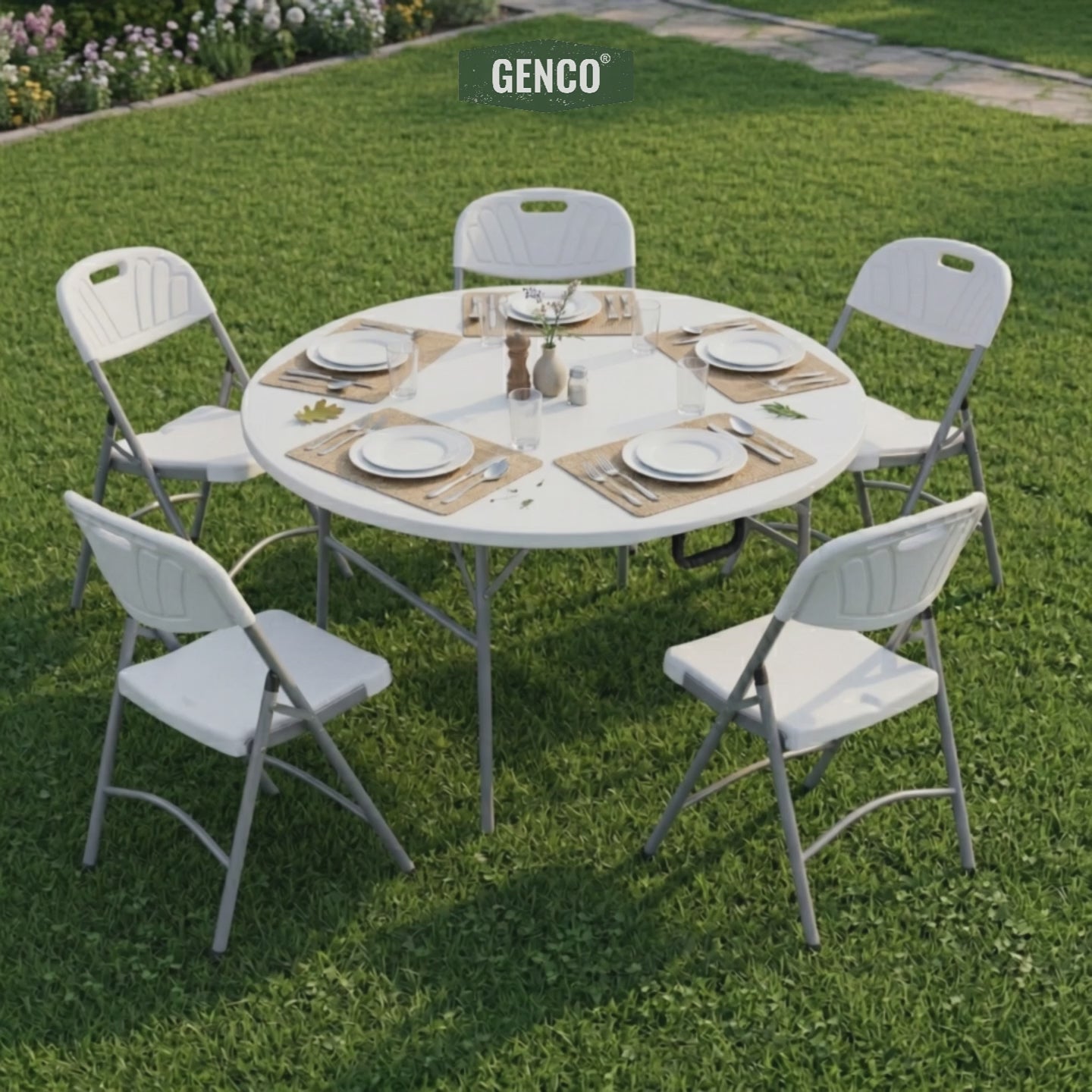 Load video: 120cm Round Heavy-Duty Portable Folding Table
