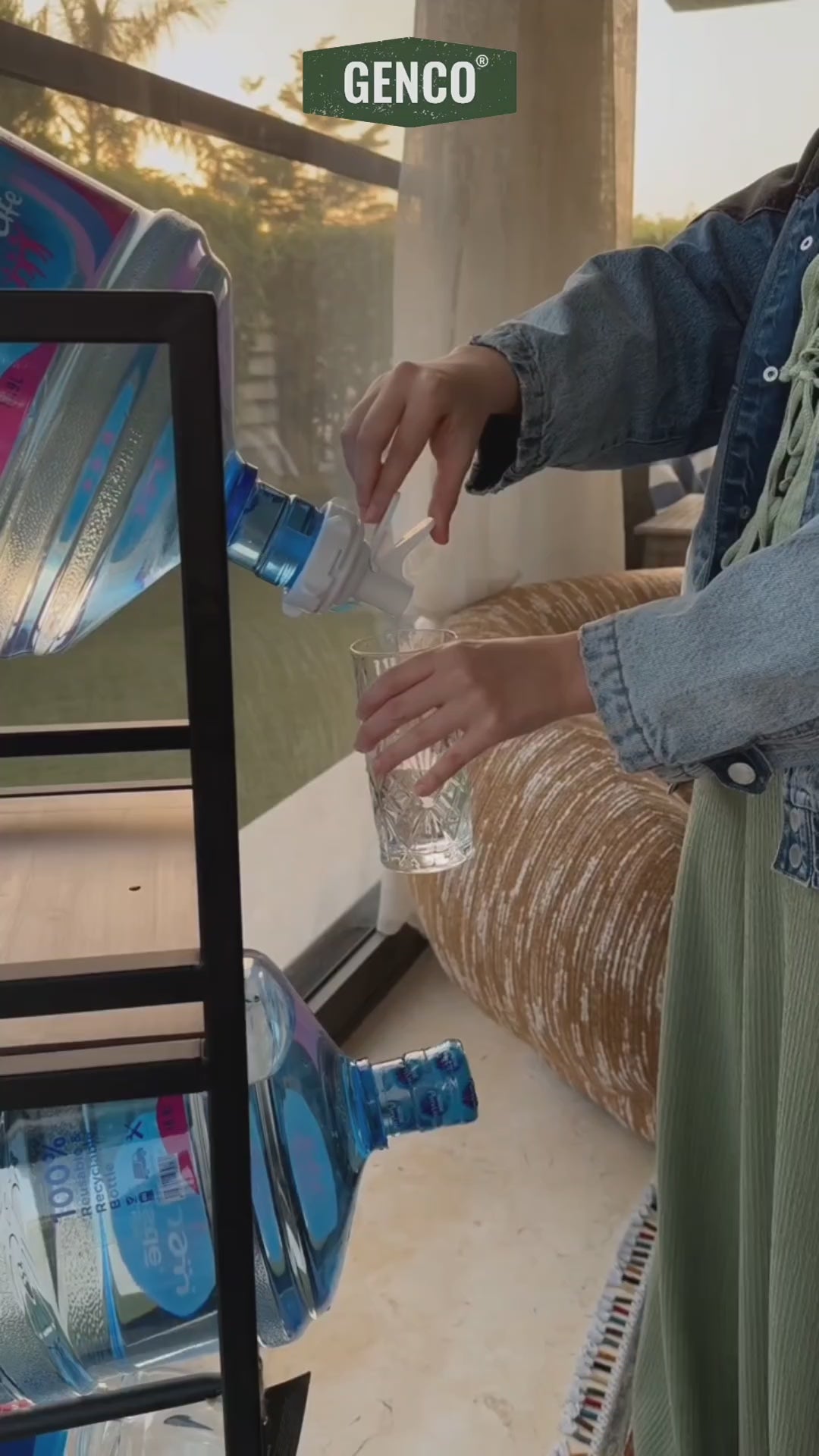 Load video: WaterRack EasyFlow | 2-Tier with Wheels &amp; Brakes + 2x Water Jug Valve